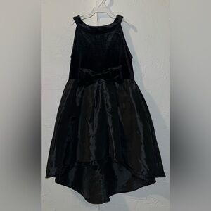 D-Signed Disney Kids Black Velvet and Satin Hi Low Dress with Bow